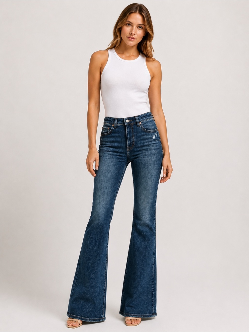 DAZE Jeans Size 27 Repreve High Rise Flare Denim Stretch Dark Wash Crush Style